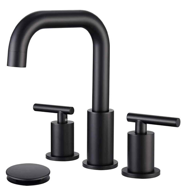 TELOVIN Widespread Bathroom Faucet, 2 Handle 3 Hole Bathroom Faucet With Sink Drain And Faucet ...